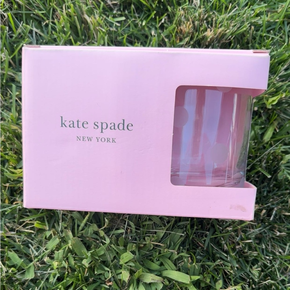 Kate Spade Pink and White Striped Glass